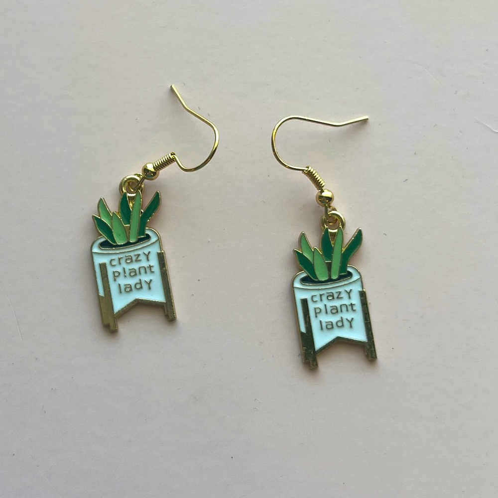 Crazy Plant Lady Dangle Earrings